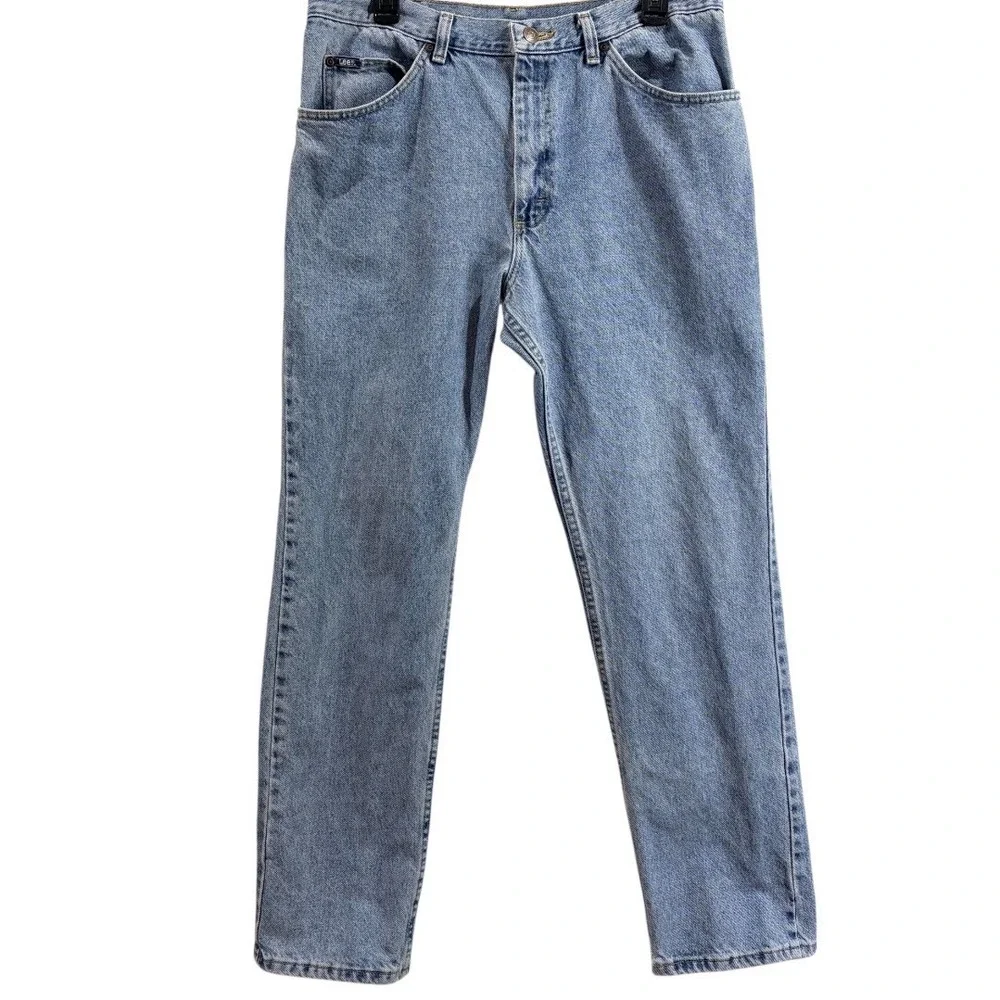 Lee Regular Fit Jeans Mens 36x32 Light Wash Blue Good Straight‎ Leg 2008991